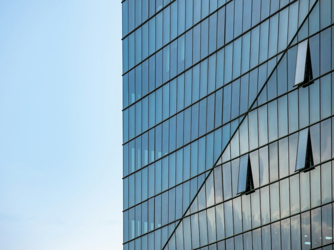 Modern office building facade with glass windows