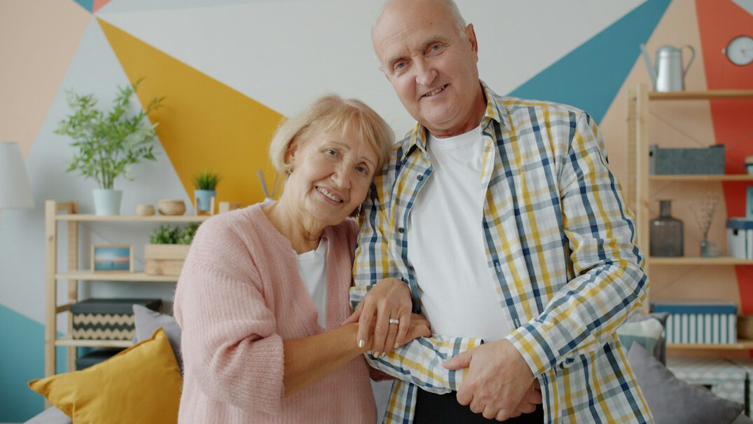 elderly person with family
